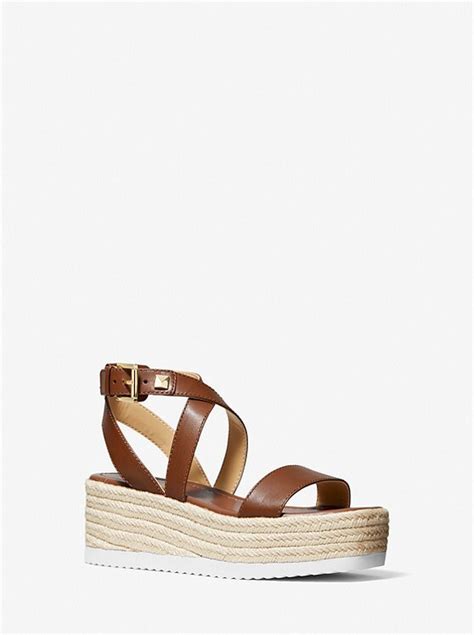 michael michael kors lowry leather wedge sandal|Michael Kors suede wedge sandals.